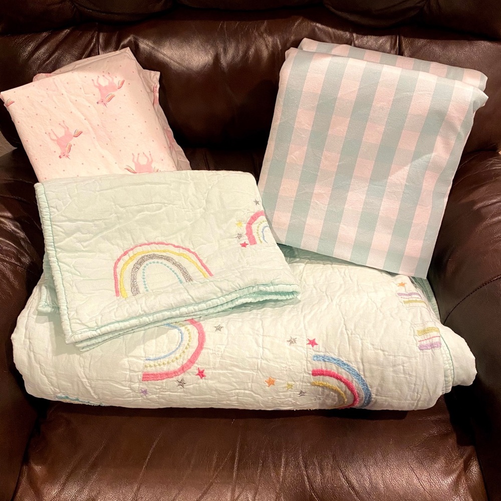 Twin Pottery Barn Bedding and Blackout Curtains